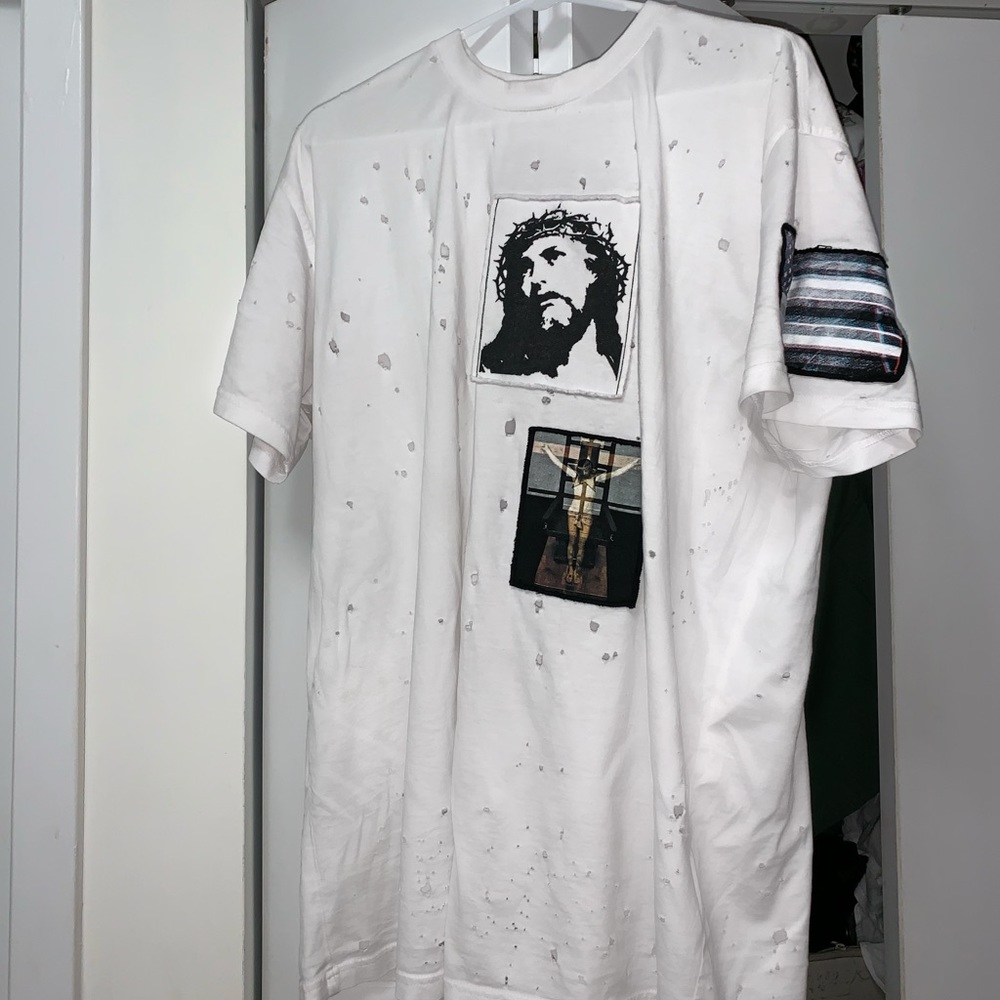 Givenchy distressed white t shirt